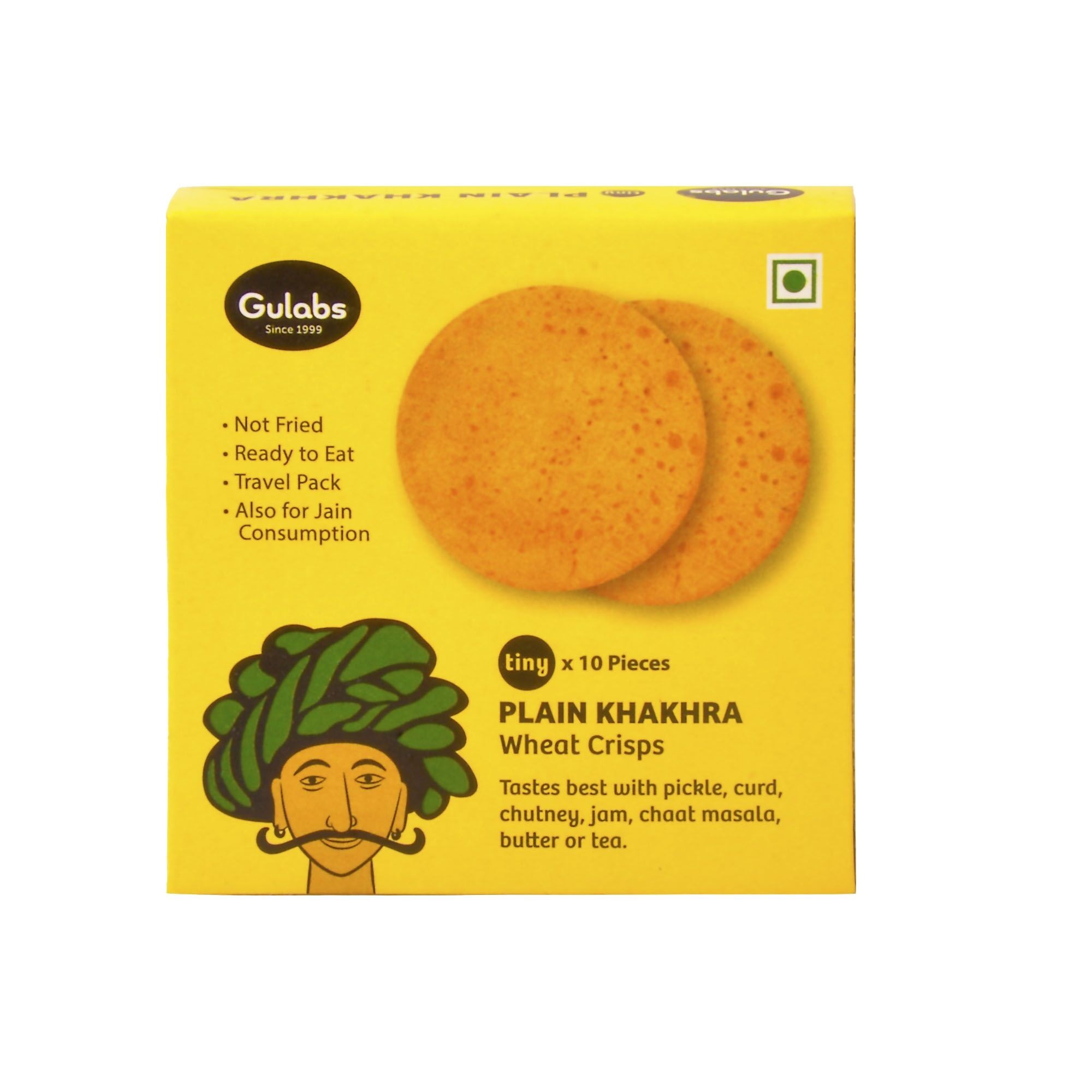 Gulabs Tiny Plain Khakhra Wheat Crisps   Box  10 pcs